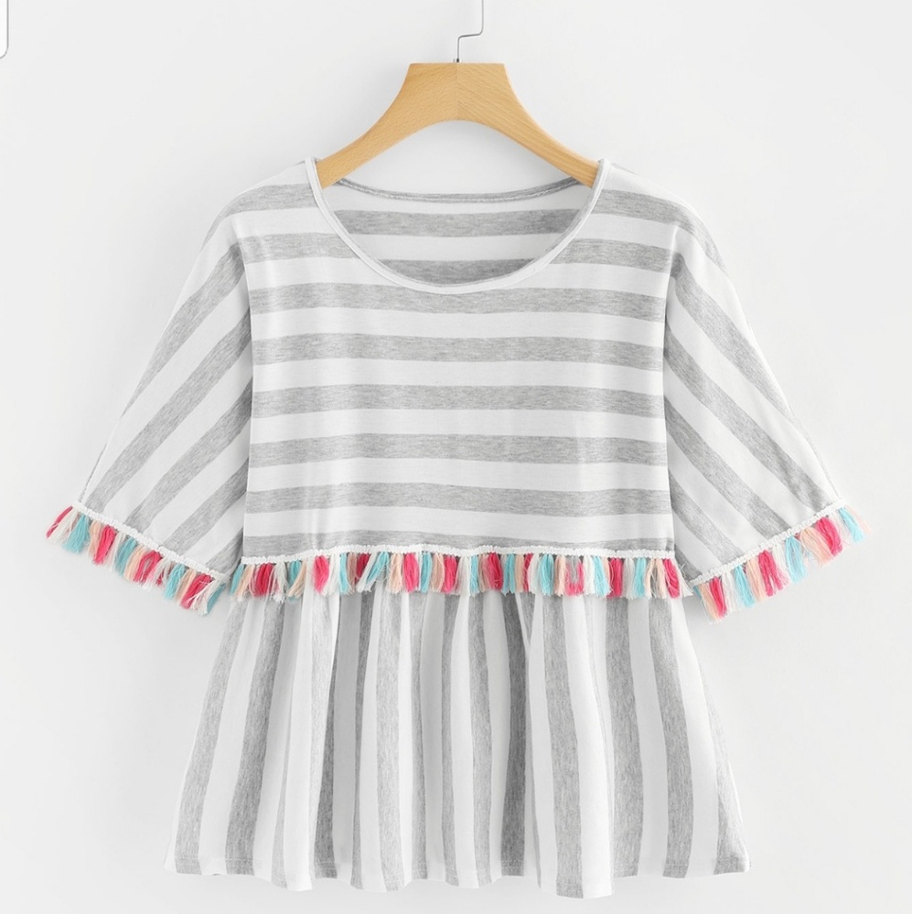 Tassler Trim Crop Peplum Top